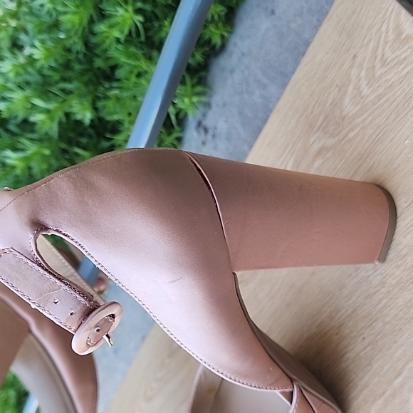 Sun + Stone Reeta Pink Satin block heels ankle strap pumps Size 11 NWOT - Picture 9 of 10